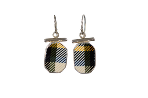 Plaid octagon earrings