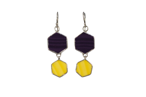 Purple and yellow fiesta earrings