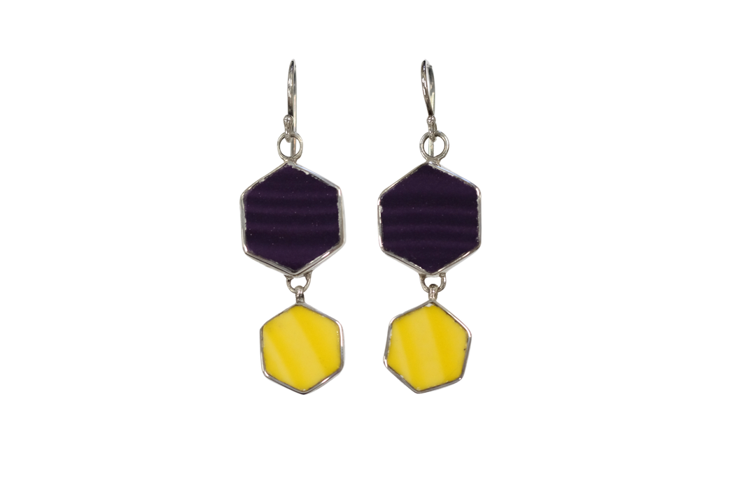 Purple and yellow fiesta earrings