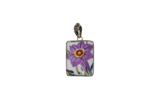 Rectangle purple flower pendant