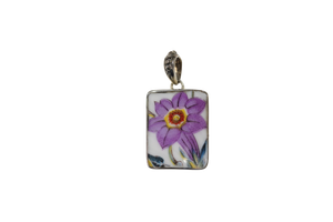 Rectangle purple flower pendant