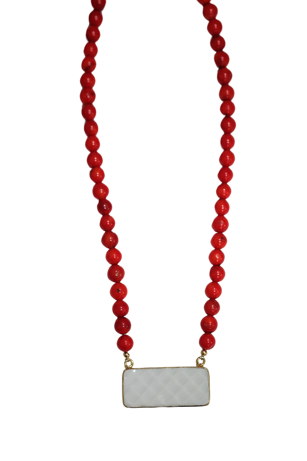 Red Waffle Bar Necklace