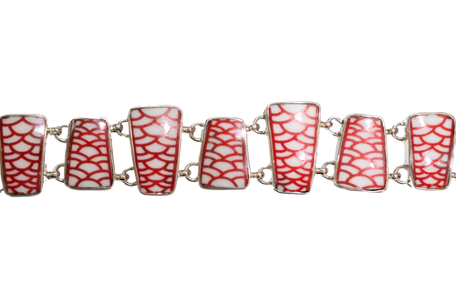 Red and White Scales Bracelet