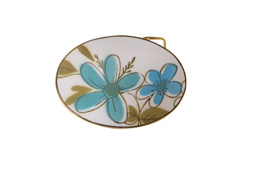 Retro Turquoise Floral Belt Buckle