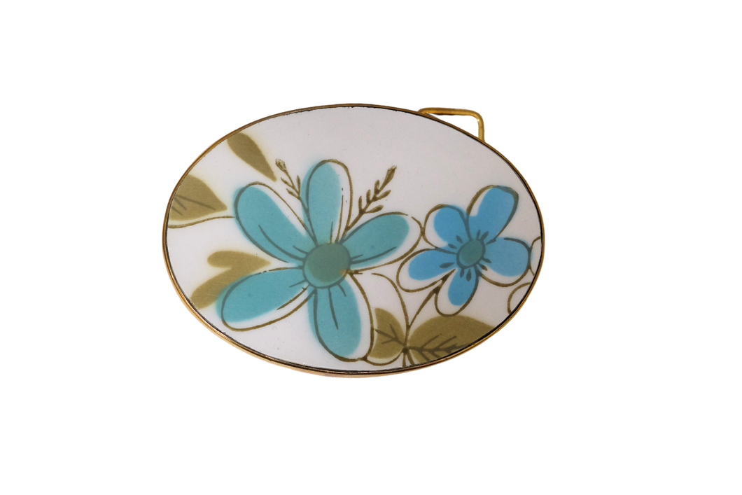 Retro Turquoise Floral Belt Buckle