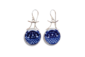 Round Blue and White Torii Earrings