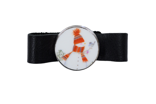 Round snowman leather bracelet