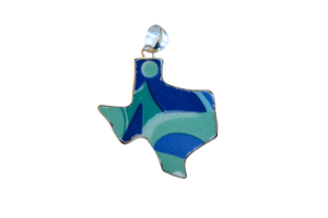 Shades of Blue Texas Shape Pendant