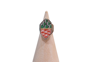 Size 5.5 Orange and Green Geometric Ring