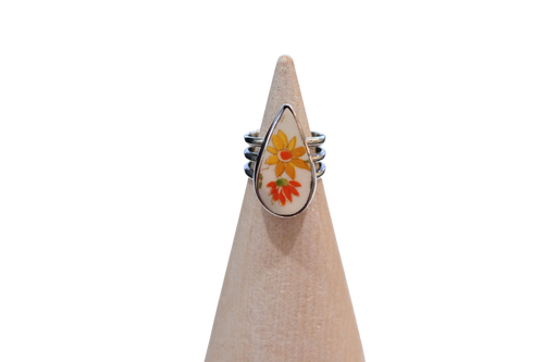 Size 5 Orange and Yellow Floral Ring