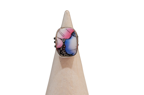 Size 6 Blue and Pink Petals Ring