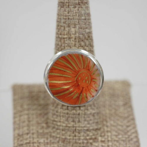 Size 8.5 Orange and Gold Ring