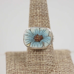 Size 9.5 Lovely Turquoise Floral Ring