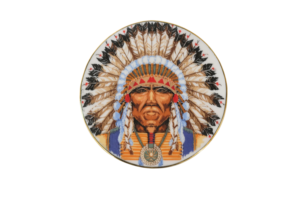 Smaller Chief with Feathers Belt Buckle