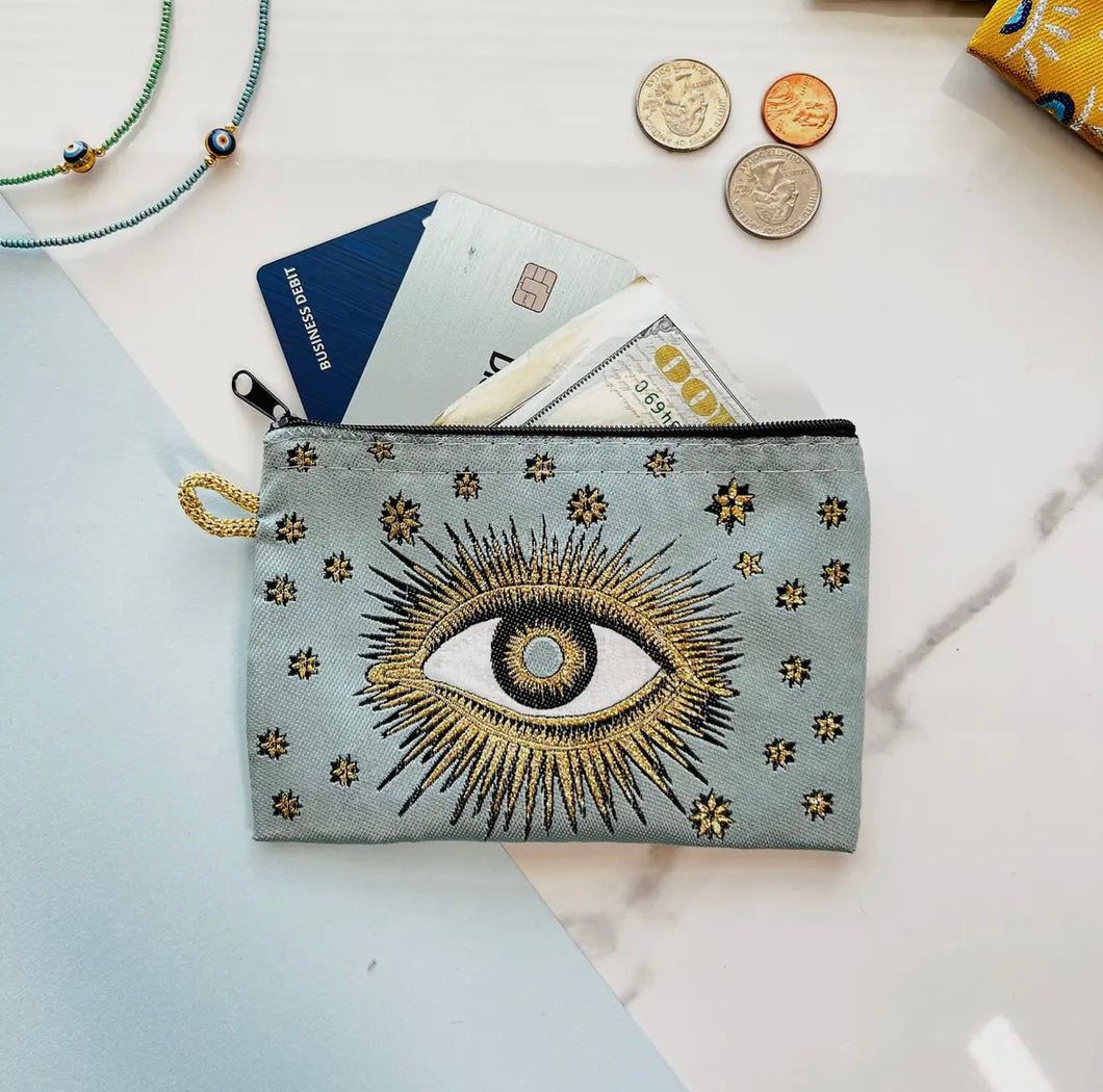 Spa blue evil eye pouch