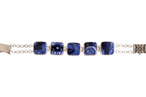 Square Blue Willow Bracelet