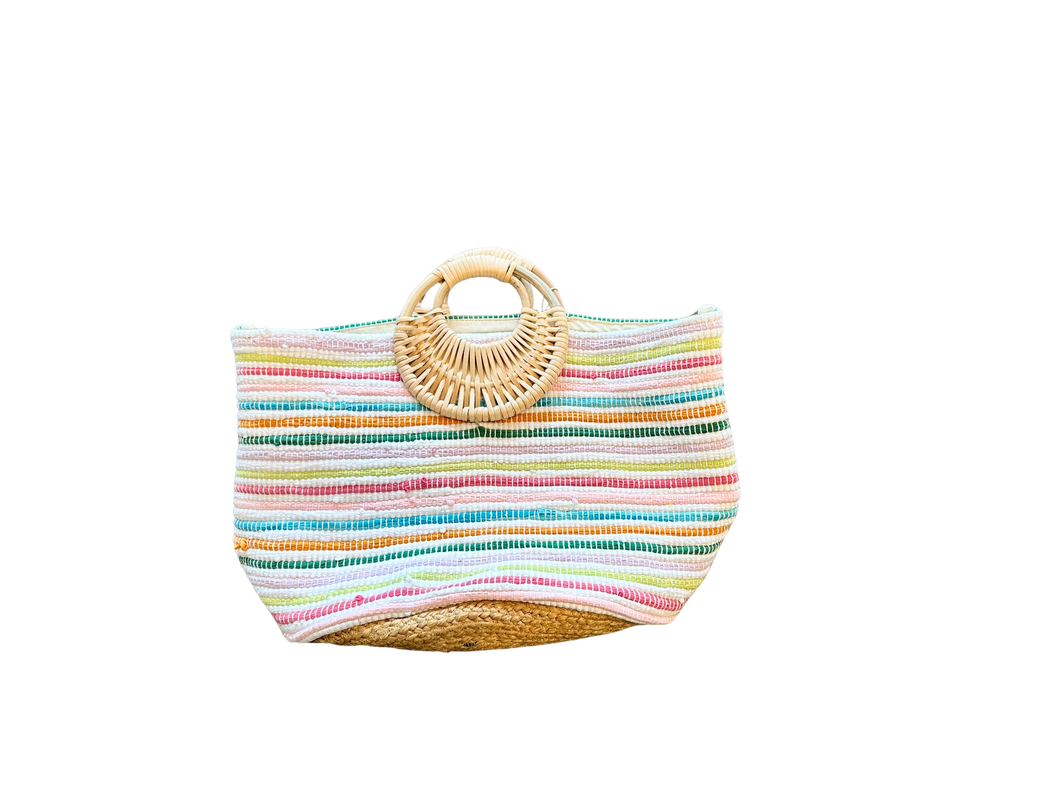 Summer stripe beach clutch bag