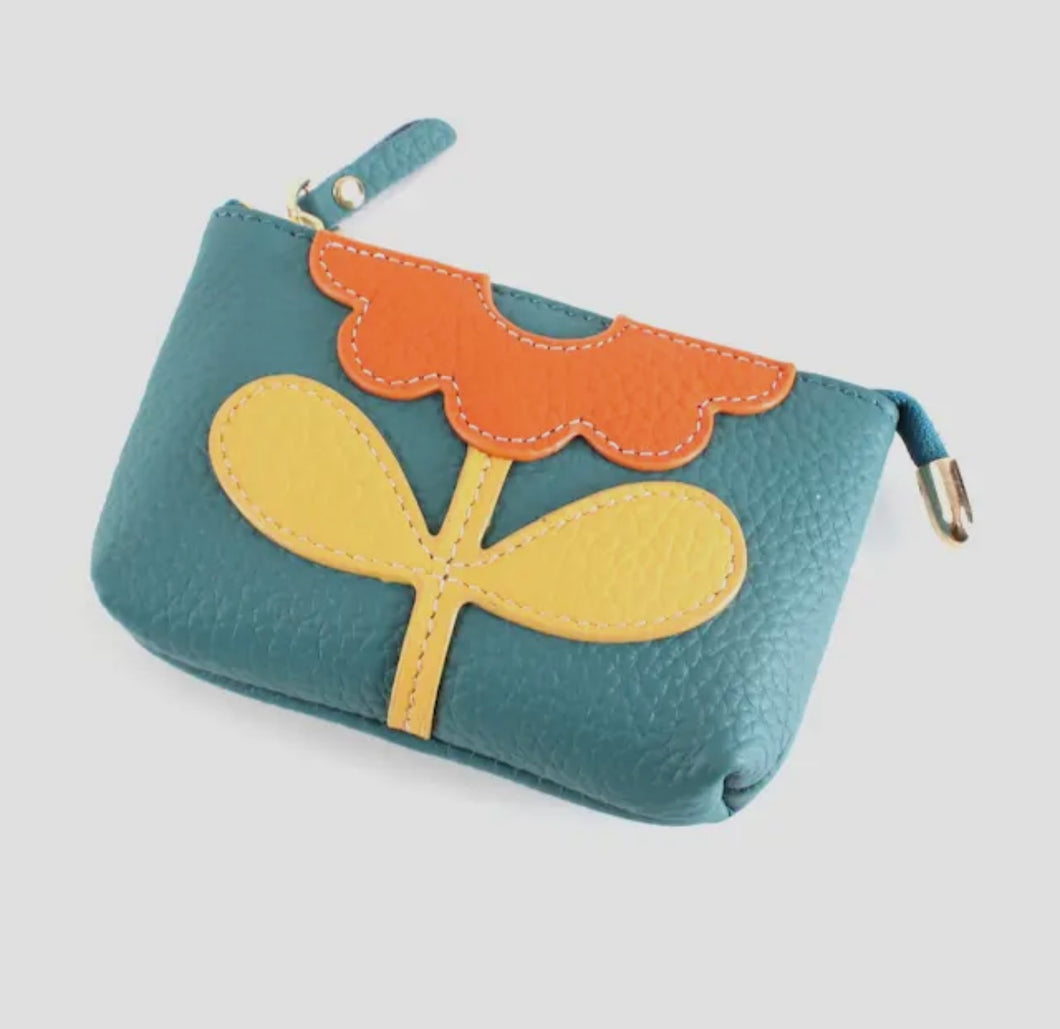 Teal applique coin purse