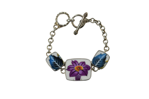 Teal and purple floral bracelet