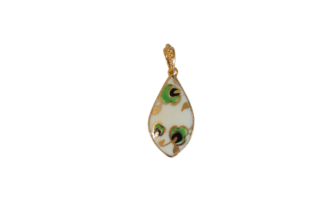 Teardrop Green and Gold Pendant