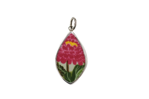 Teardrop pink flower pendant