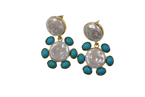 Turquoise and Pearl earrings