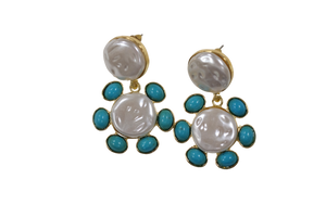 Turquoise and Pearl earrings