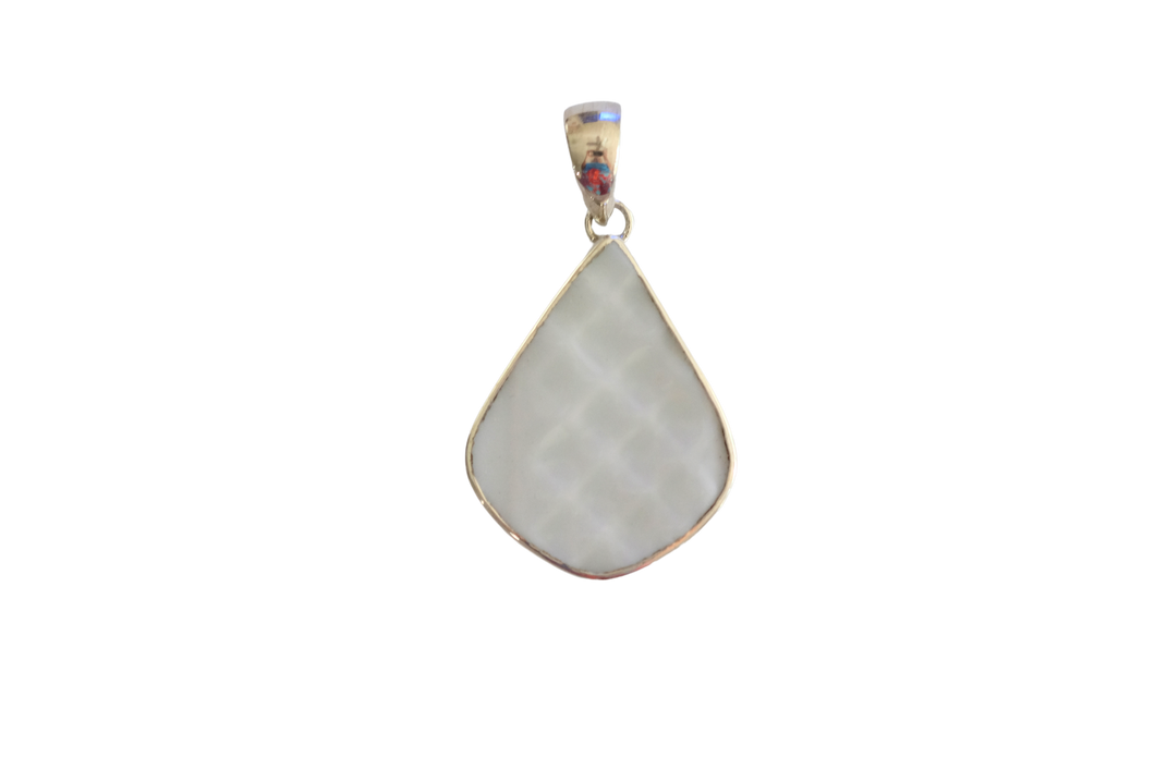 White Textured Teardrop Pendant