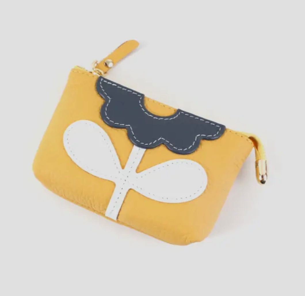 Yellow applique coin purse